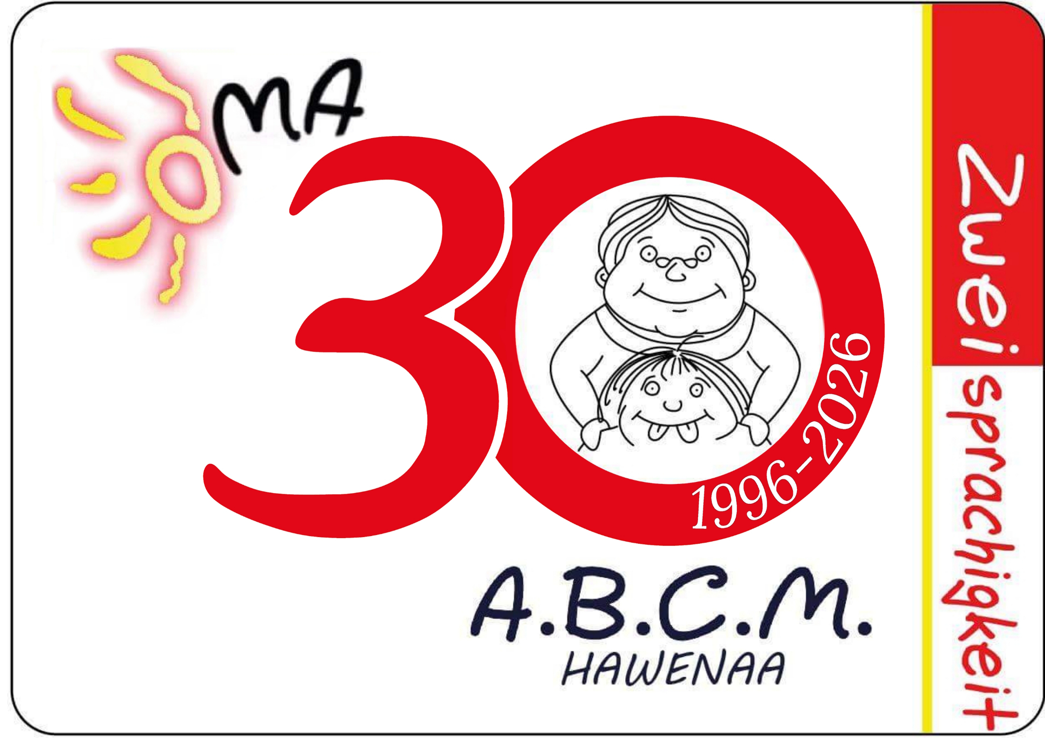 Logo 30 ans ABCM Zweisprachigkeit Hawenaa 1996-2026